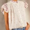 M.A.B.E Pink ‘Mia’ Floral Ruffle Blouse Clothing