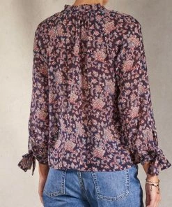 M.A.B.E Clothing ‘Orli’ Sheer Long Sleeve Floral Blouse