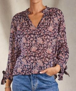 M.A.B.E Clothing ‘Orli’ Sheer Long Sleeve Floral Blouse