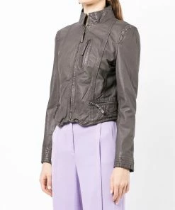 MDK Brown 'Rucy' Zipped Leather Jacket Clothing