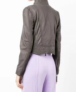 MDK Brown 'Rucy' Zipped Leather Jacket Clothing