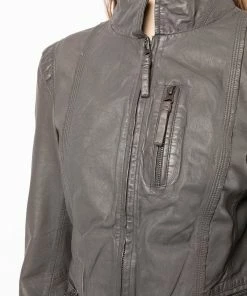 MDK Brown 'Rucy' Zipped Leather Jacket Clothing