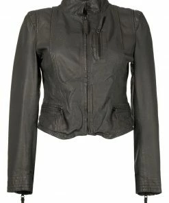 MDK Brown 'Rucy' Zipped Leather Jacket Clothing