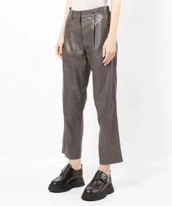 MDK Brown 'Iris' Leather Trousers Clothing