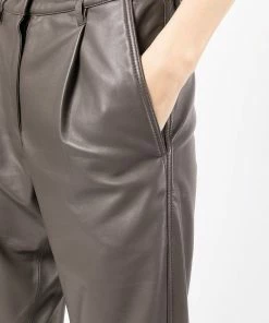 MDK Brown 'Iris' Leather Trousers Clothing