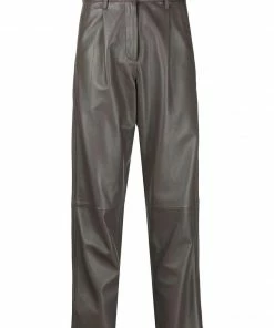 MDK Brown 'Iris' Leather Trousers Clothing