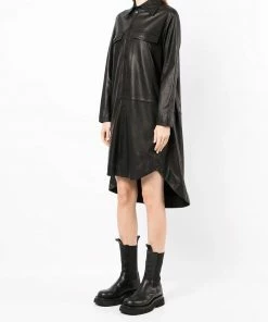 MDK Black Oversized 'Nanna' Leather Shirt Dress Clothing 9 MDK Black Oversized 'Nanna' Leather Shirt Dress Clothing