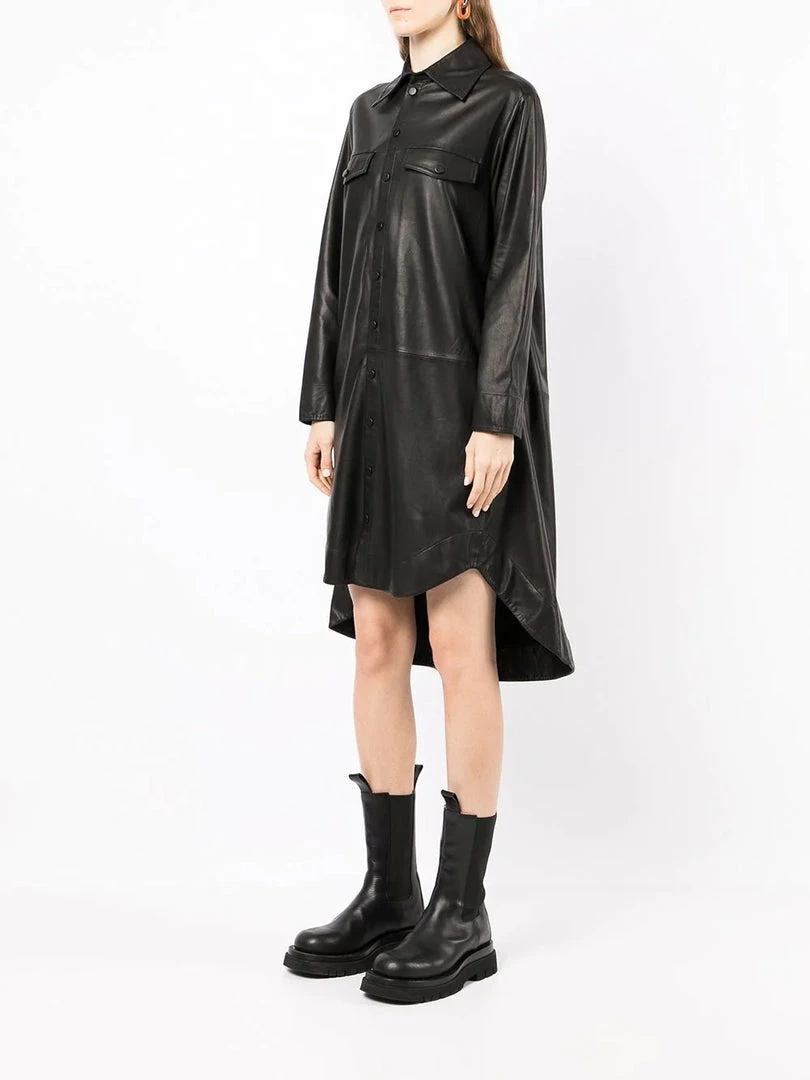 MDK Black Oversized 'Nanna' Leather Shirt Dress Clothing 5 MDK Black Oversized 'Nanna' Leather Shirt Dress Clothing