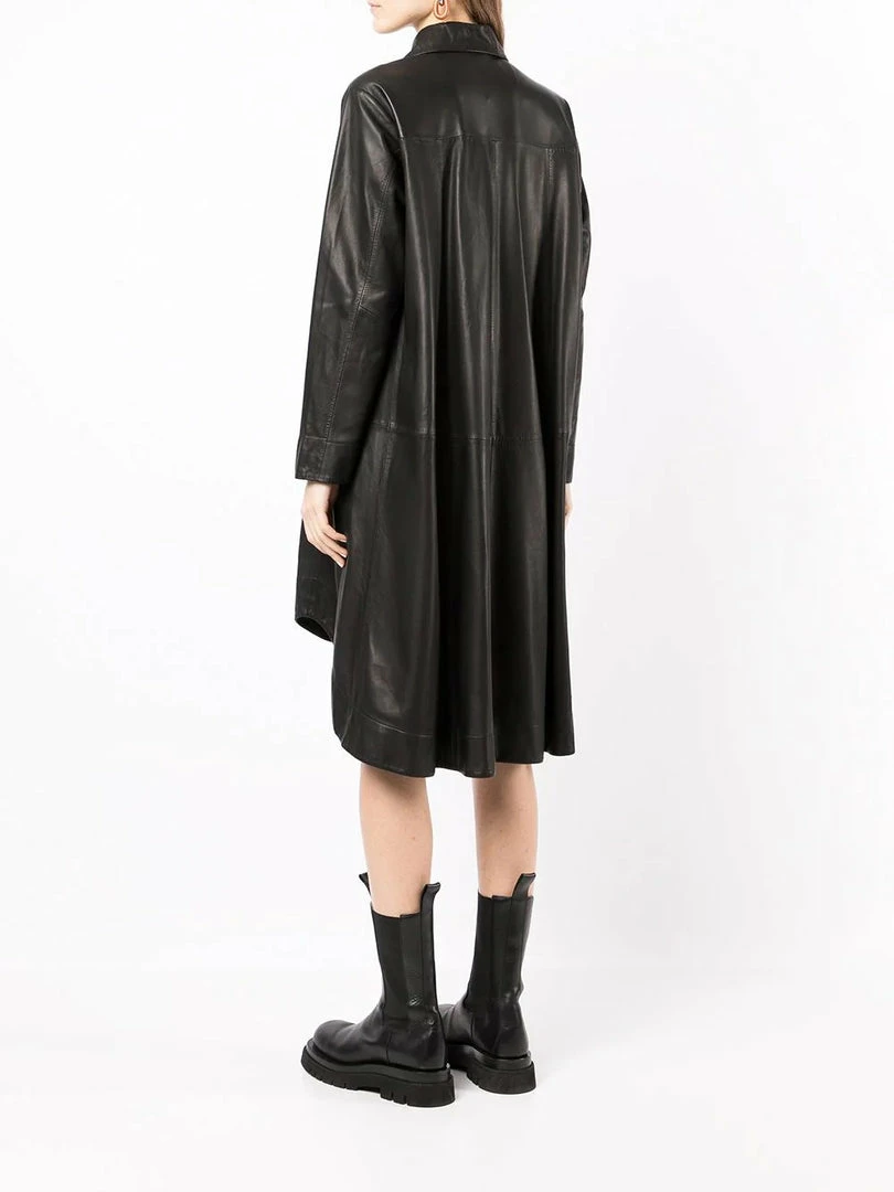 MDK Black Oversized 'Nanna' Leather Shirt Dress Clothing 6 MDK Black Oversized 'Nanna' Leather Shirt Dress Clothing