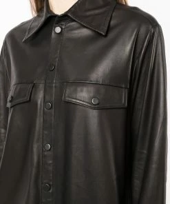 MDK Black Oversized 'Nanna' Leather Shirt Dress Clothing 11 MDK Black Oversized 'Nanna' Leather Shirt Dress Clothing