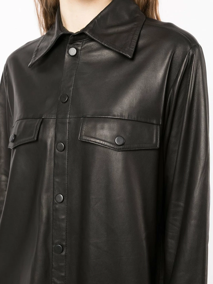MDK Black Oversized 'Nanna' Leather Shirt Dress Clothing 7 MDK Black Oversized 'Nanna' Leather Shirt Dress Clothing
