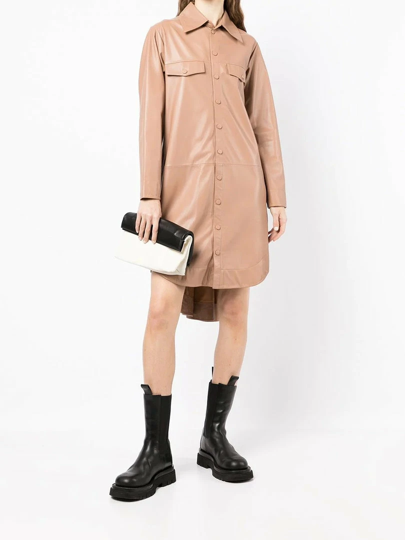 MDK Nude Oversized 'Nanna' Leather Shirt Dress Clothing 4 MDK Nude Oversized 'Nanna' Leather Shirt Dress Clothing