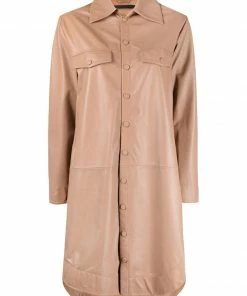 MDK Nude Oversized 'Nanna' Leather Shirt Dress Clothing