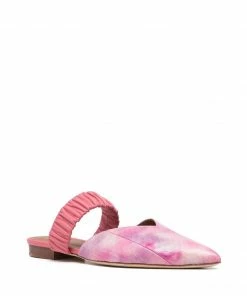 Malone Souliers 'Matilda' Pink Croc Effect Flat Mules