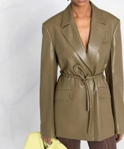 NANUSHKA 'Mariko' Tie Up Leather Blazer Clothing