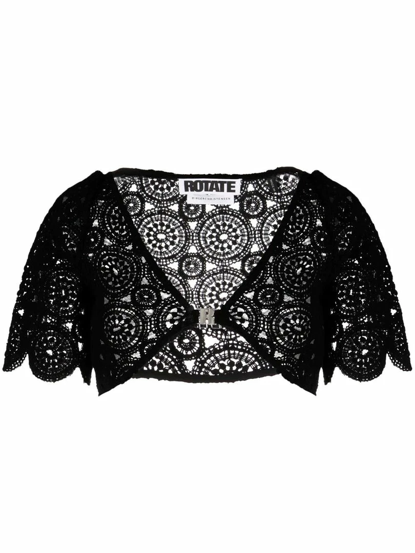 ROTATE Black 'Milandran' Crochet Crop Top Clothing 3 ROTATE Black 'Milandran' Crochet Crop Top Clothing