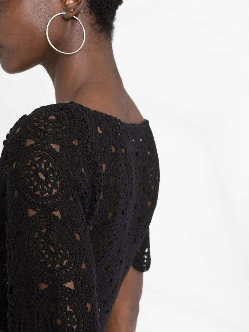 ROTATE Black 'Milandran' Crochet Crop Top Clothing 6 ROTATE Black 'Milandran' Crochet Crop Top Clothing