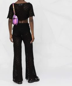 ROTATE Black 'Milandran' Crochet Crop Top Clothing 15 ROTATE Black 'Milandran' Crochet Crop Top Clothing