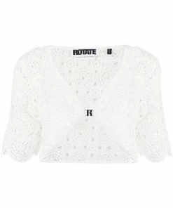 ROTATE Clothing White 'Milandran' Crochet Crop Top