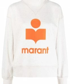Isabel Marant Etoile ‘Moby’ Orange Felt Logo Sweatshirt