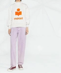 Isabel Marant Etoile ‘Moby’ Orange Felt Logo Sweatshirt