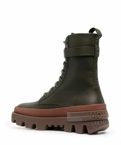 Moncler Khaki And Brown 'Carinne' Ankle Boots