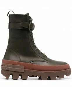Moncler Khaki And Brown 'Carinne' Ankle Boots
