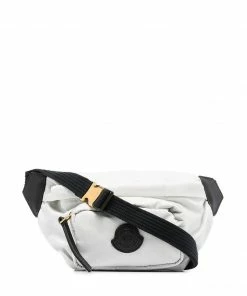 Moncler White 'Felicie' Black Logo Patch Belt Bag