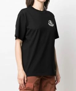 Moncler Black And White 'Logo Printed T-Shirt'