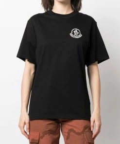 Moncler Black And White 'Logo Printed T-Shirt'