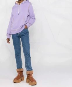 Moncler Purple And Beige 'Contrasting Trim Hoodie'