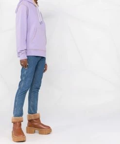 Moncler Purple And Beige 'Contrasting Trim Hoodie'