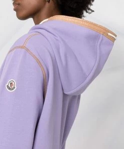 Moncler Purple And Beige 'Contrasting Trim Hoodie'