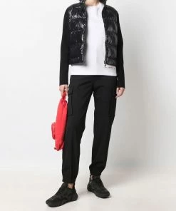 Moncler Black 'High Shine Padded Contrast Sleeve Cardigan'
