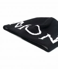 Moncler 'Monochrome Logo Detail Knit Hat'