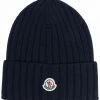 Moncler Navy 'Ribbed Logo Beanie Hat' 2 Moncler Navy 'Ribbed Logo Beanie Hat'