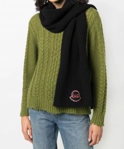 Moncler Black 'Love Logo Patch Scarf'