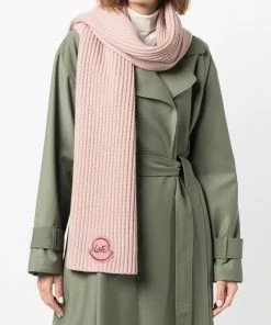 Moncler Pink 'Love Logo Patch Scarf'
