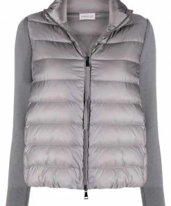 Moncler Grey 'Padded Knit Sleeve Jacket'