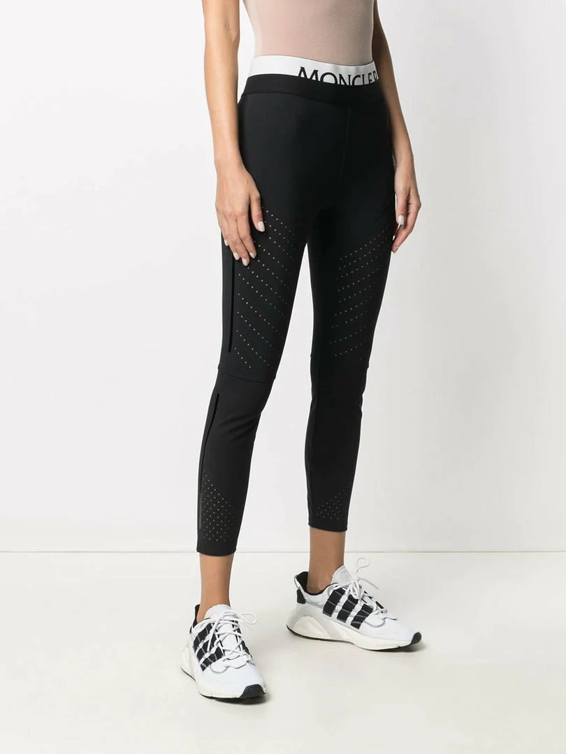 Moncler Black 'Brand Detailed Perforated Leggings' 5 Moncler Black 'Brand Detailed Perforated Leggings'