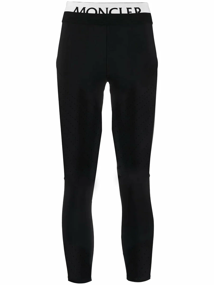 Moncler Black 'Brand Detailed Perforated Leggings' 3 Moncler Black 'Brand Detailed Perforated Leggings'