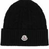 Moncler Black 'Logo-Patch Knitted Beanie'