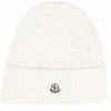 Moncler White 'Logo-Patch Knitted Beanie'