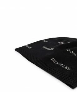 Moncler Black 'Monogram Print Beanie'