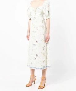 Rixo London 'Montenegro' Illustrated Midi Dress