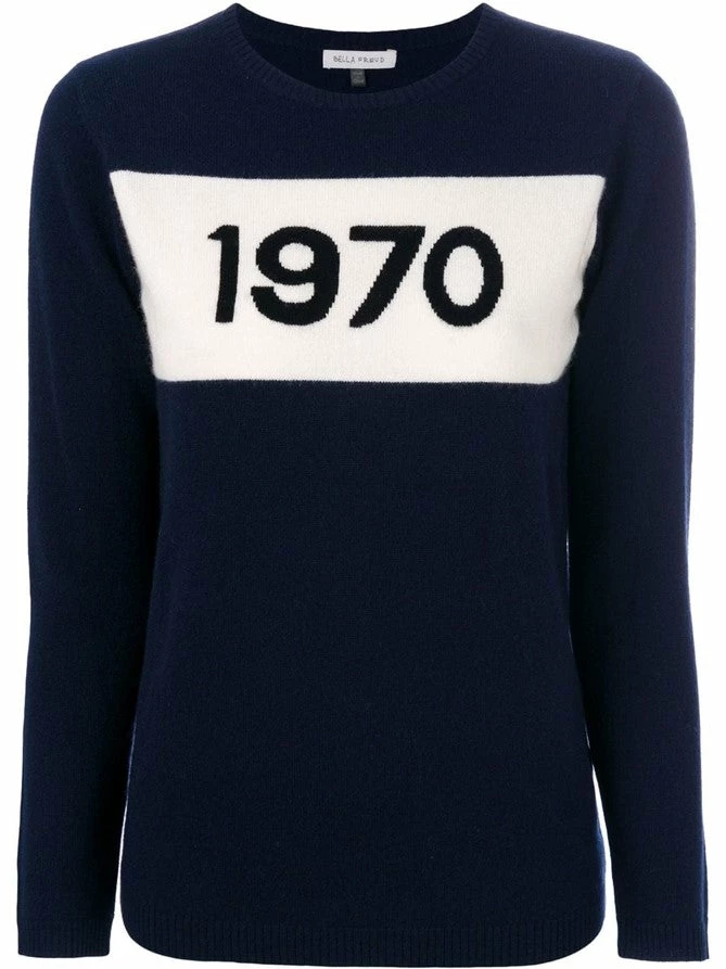 Bella Freud Navy ‘1970’ Signature Cashmere Jumper 5 Bella Freud Navy ‘1970’ Signature Cashmere Jumper