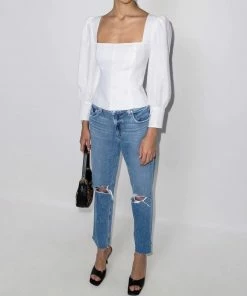 Paige Clothing 'Noella' Distressed Straight Leg Jeans