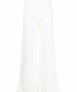 ROTATE Clothing White 'Nola' Crochet Trousers