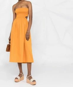 Faithfull The Brand Orange 'Deva' Strapless Dress