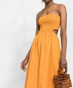 Faithfull The Brand Orange 'Deva' Strapless Dress